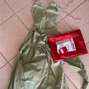 Sage Green Halter Maxi Sundress for Wedding Guest